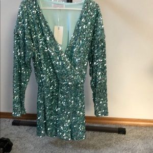 Sea foam green sequin romper